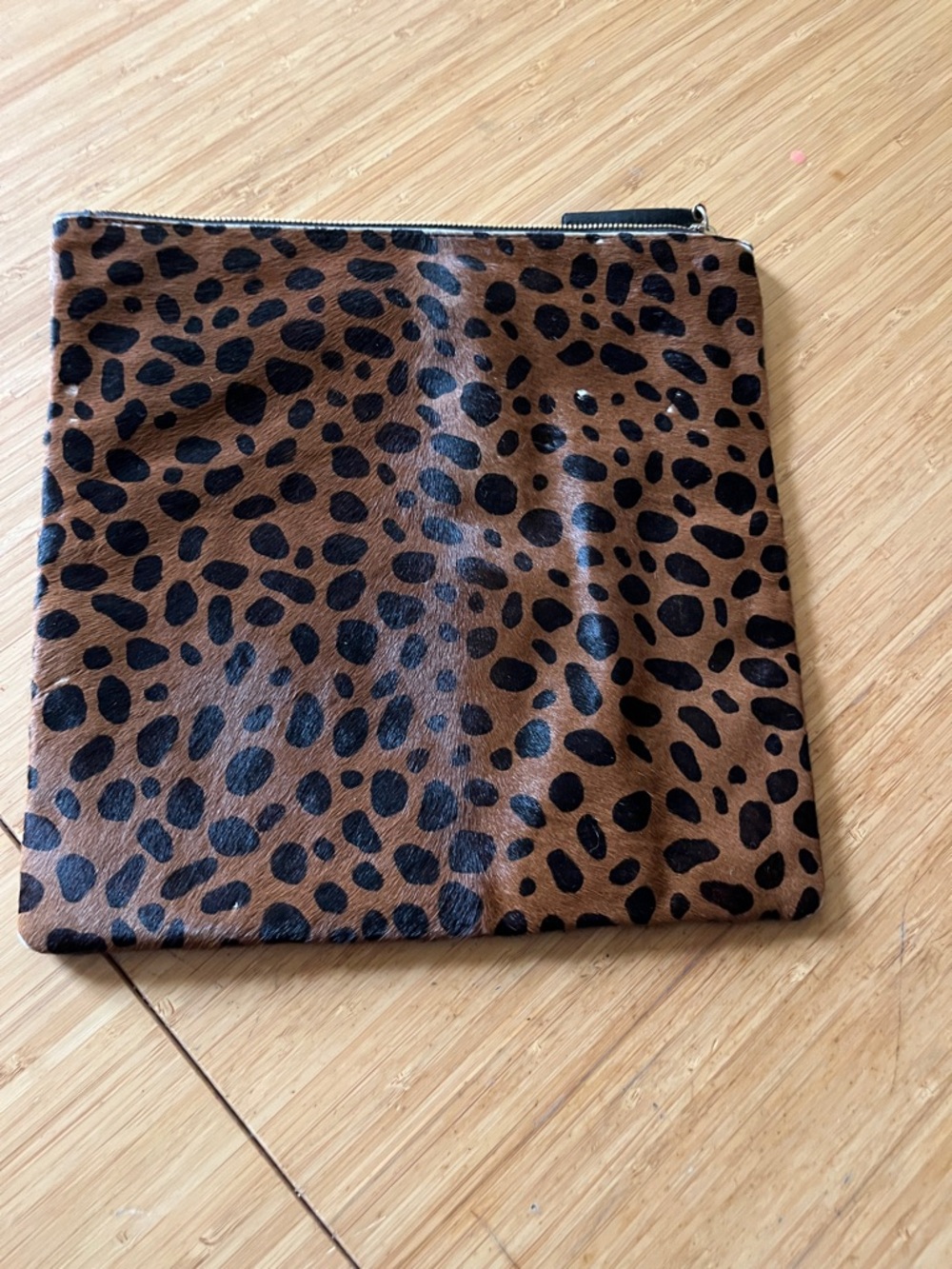 Vintage Clare V Leopard Print Cosmetic Pouch in Brown and Black